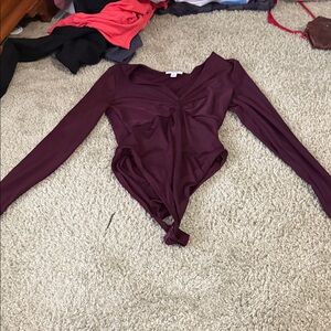 Bar III Purple Long Sleeve Bodysuit